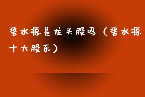 碧水源是龙头股吗（碧水源十大股东）