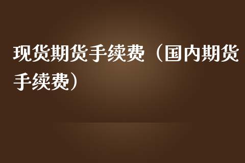 现货期货手续费（国内期货手续费）