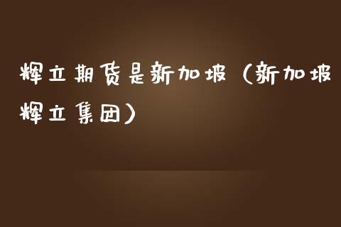 辉立期货是新加坡（新加坡辉立集团）