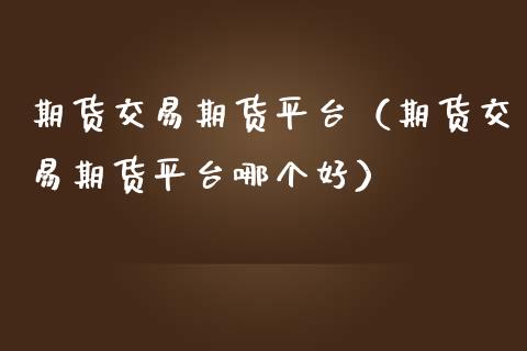 期货交易期货平台（期货交易期货平台哪个好）