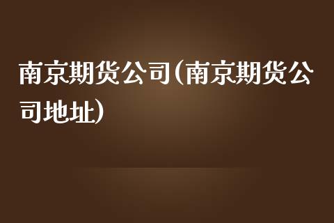 南京期货公司(南京期货公司地址)