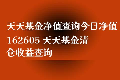 天天基金净值查询今日净值162605 天天基金收益查询