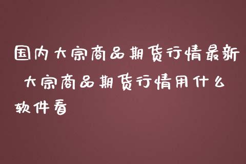 国内大宗商品期货行情最新 大宗商品期货行情用什么软件看