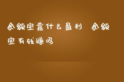 余额宝靠什么盈利  余额宝有钱赚吗_https://www.dglong8.com_股票理财_第1张