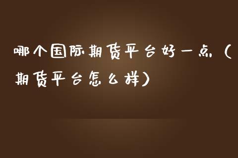 哪个国际期货平台好一点（期货平台怎么样）