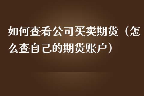 如何查看公司买卖期货（怎么查自己的期货账户）