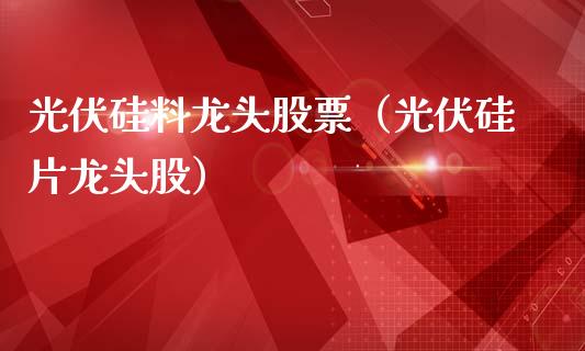 光伏硅料龙头股票（光伏硅片龙头股）