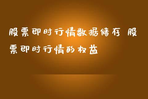 股票即时行情数据储存 股票即时行情的权益