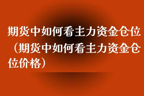 期货中如何看主力资金仓位（期货中如何看主力资金仓位价格）