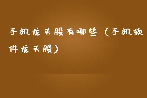 手机龙头股有哪些（手机软件龙头股）