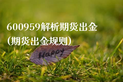 600959解析期货出金(期货出金规则)