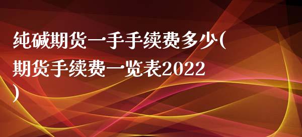 纯碱期货一手手续费多少(期货手续费一览表2022)