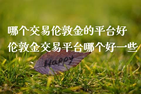 哪个交易伦敦金的平台好 伦敦金交易平台哪个好一些