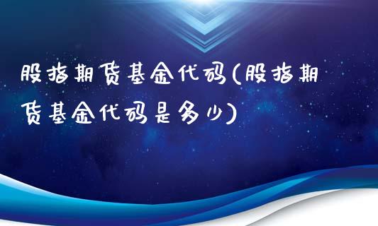 股指期货基金代码(股指期货基金代码是多少)