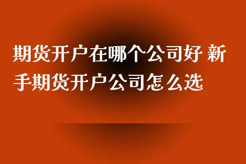 期货开户在哪个公司好 新手期货开户公司怎么选