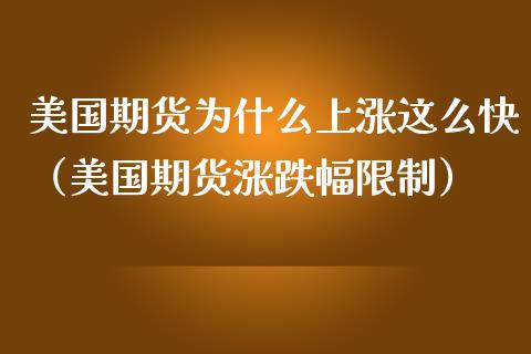 美国期货为什么上涨这么快（美国期货涨跌幅限制）