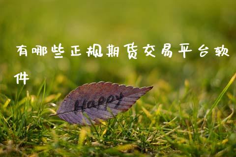 有哪些正规期货交易平台软件
