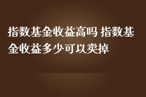 指数基金收益高吗 指数基金收益多少可以卖掉