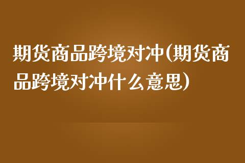 期货商品跨境对冲(期货商品跨境对冲什么意思)