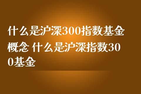 什么是沪深300指数基金概念 什么是沪深指数300基金_https://www.dglong8.com_期货理财_第1张