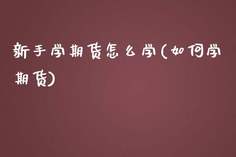 新手学期货怎么学(如何学期货)