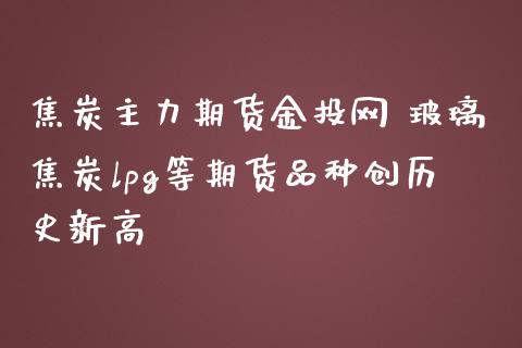 焦炭主力期货网 玻璃焦炭lpg等期货品种创历史新高