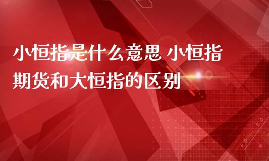 小恒指是什么意思 小恒指期货和大恒指的区别