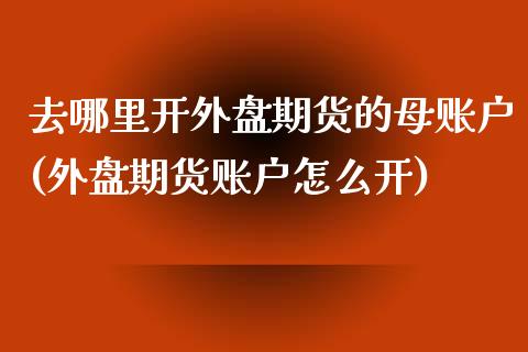 去哪里开外盘期货的母账户(外盘期货账户怎么开)