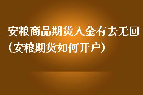 安粮商品期货入金有去无回(安粮期货如何开户)