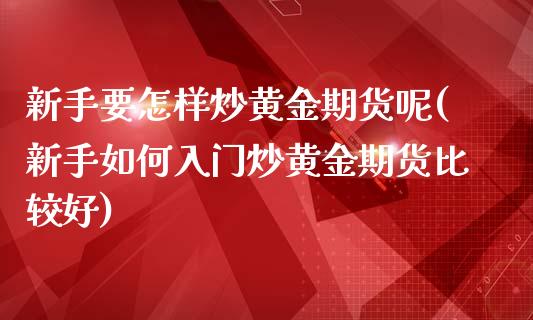 新手要怎样炒黄金期货呢(新手如何入门炒黄金期货比较好)