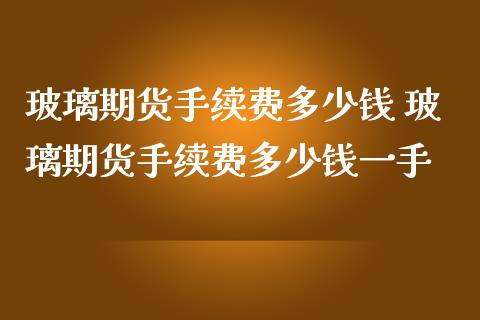 玻璃期货手续费多少钱 玻璃期货手续费多少钱一手