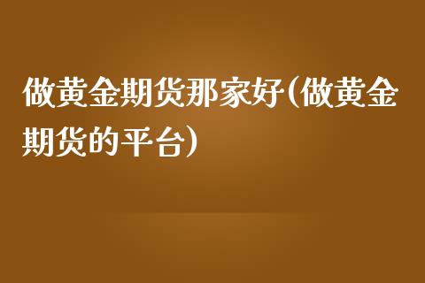 做黄金期货那家好(做黄金期货的平台)