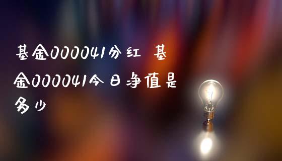 基金000041分红 基金000041今日净值是多少