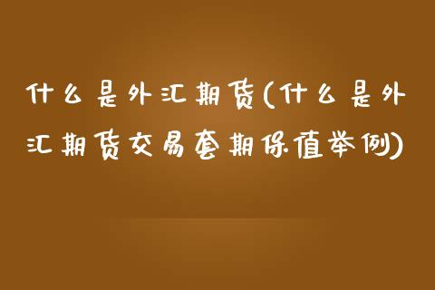 什么是外汇期货(什么是外汇期货交易套期保值举例)_期货理财_第1张_宇龙理财网 什么是外汇期货(什么是外汇期货交易套期保值举例)_https://www.dglong8.com_期货理财_第1张