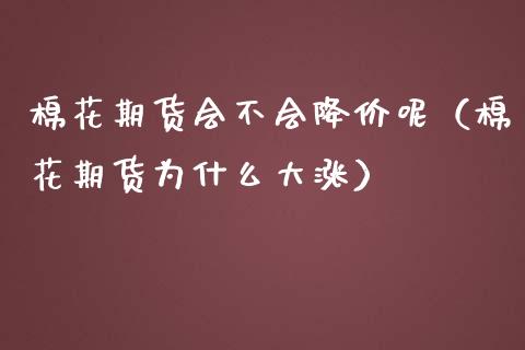 棉花期货会不会降价呢（棉花期货为什么大涨）