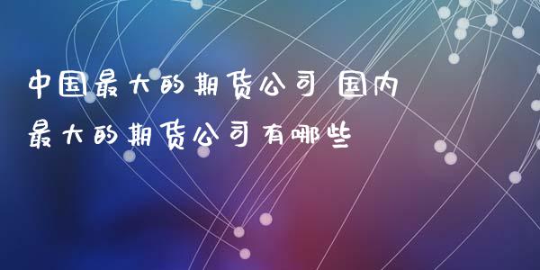 中国最大的期货公司 国内最大的期货公司有哪些