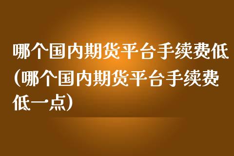 哪个国内期货平台手续费低(哪个国内期货平台手续费低一点)