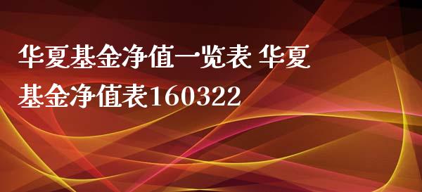 华夏基金净值一览表 华夏基金净值表160322