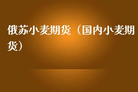 俄苏小麦期货（国内小麦期货）