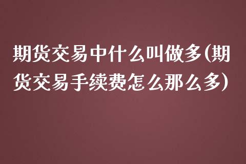 期货交易中什么叫做多(期货交易手续费怎么那么多)
