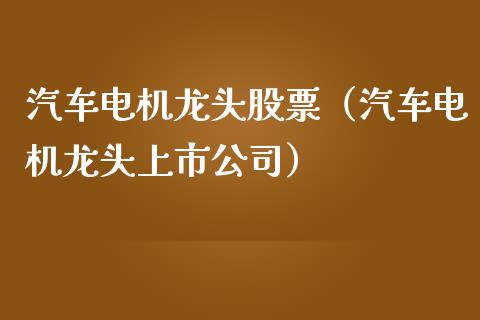 汽车电机龙头股票（汽车电机龙头上市公司）