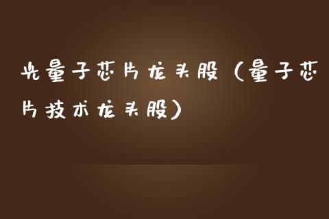 光量子芯片龙头股（量子芯片技术龙头股）