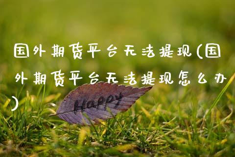 国外期货平台无法提现(国外期货平台无法提现怎么办)