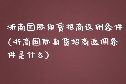 浙商国际期货招商返佣条件(浙商国际期货招商返佣条件是什么)