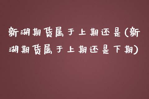 新湖期货属于上期还是(新湖期货属于上期还是下期)