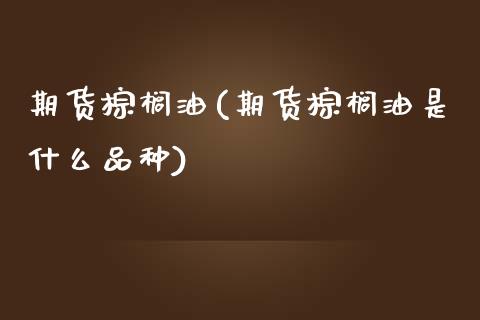 期货棕榈油(期货棕榈油是什么品种)