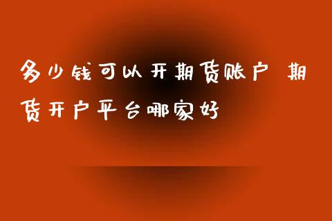 多少钱可以开期货账户 期货开户平台哪家好