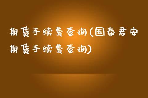 期货手续费查询(期货手续费查询)