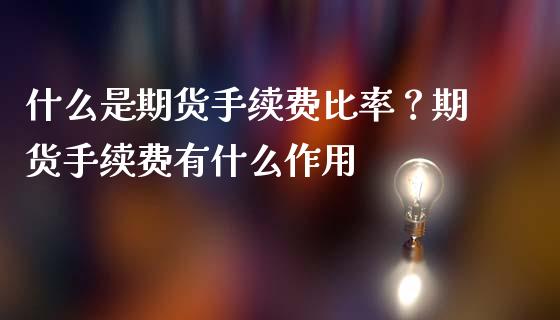 什么是期货手续费比率？期货手续费有什么作用