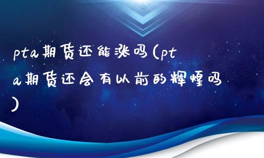 pta期货还能涨吗(pta期货还会有以前的辉煌吗)